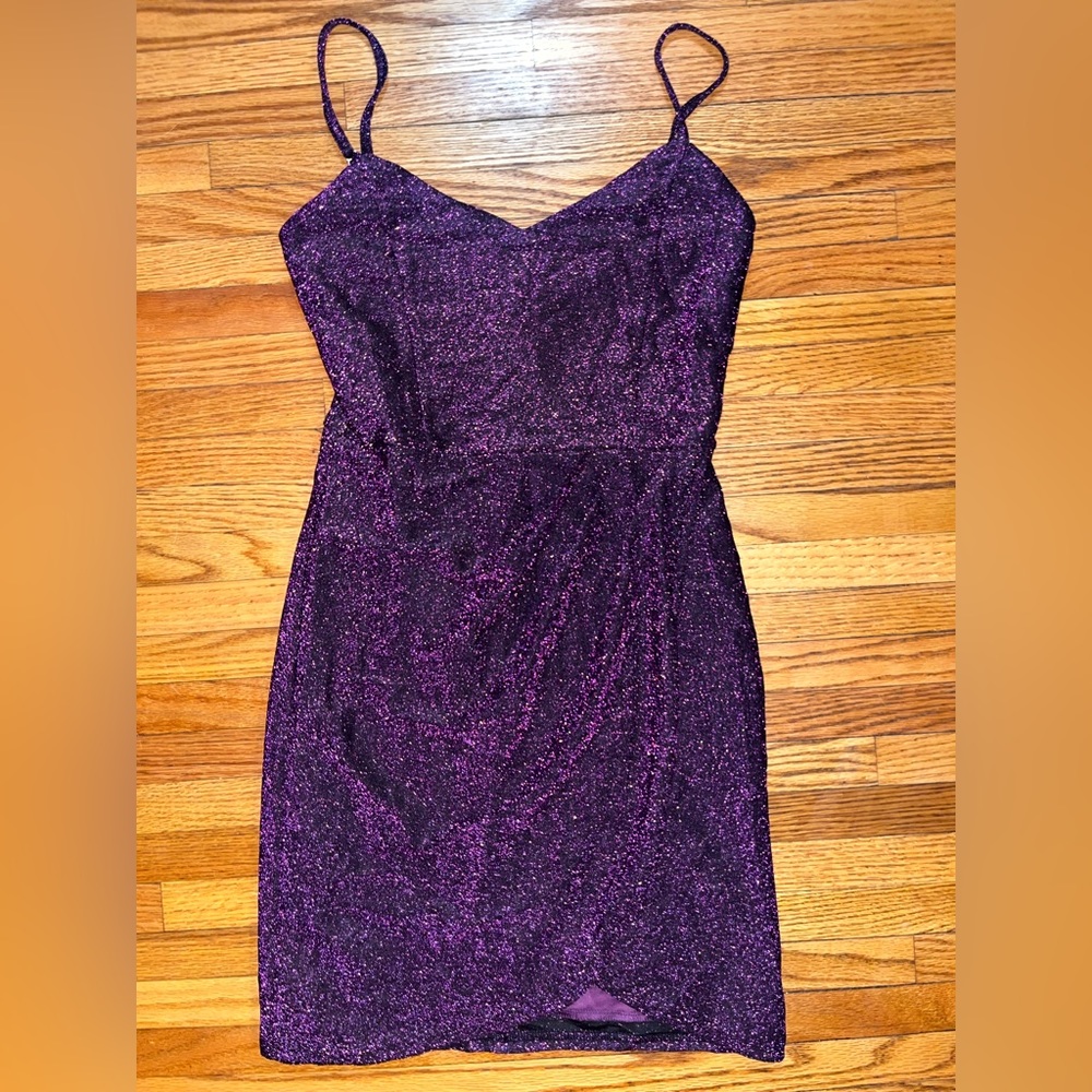 Purple shimmer mini dress